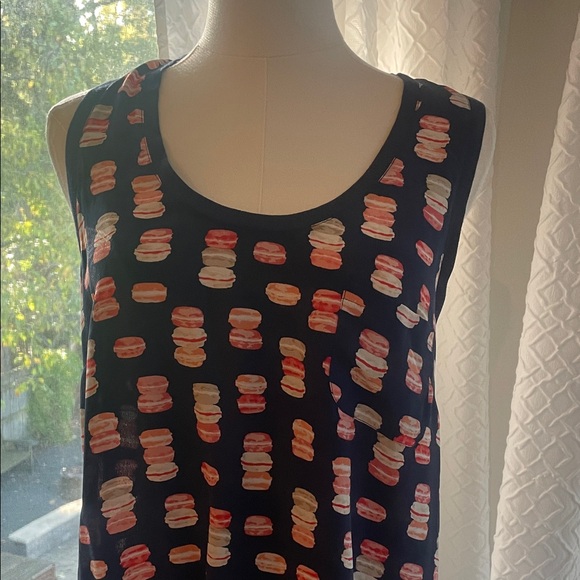 $148 NWT Joie Alicia Macaroon Silk Navy Multicolor Patterned Tank Top Medium - Picture 3 of 9